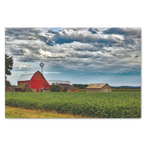 Wisconsin Barns Under a Stormy Sky Tissue Paper