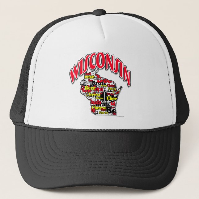 Wisconsin Beer Brats Cheese Fish-Fry Trucker Hat (Front)
