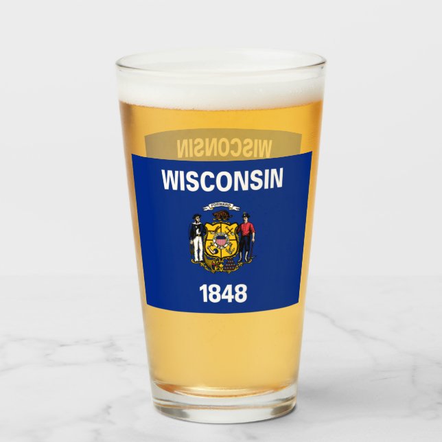 WISCONSIN BEER GLASS (Front Filled)