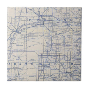 Wisconsin Bicycle Road Map 2 Ceramic Tile