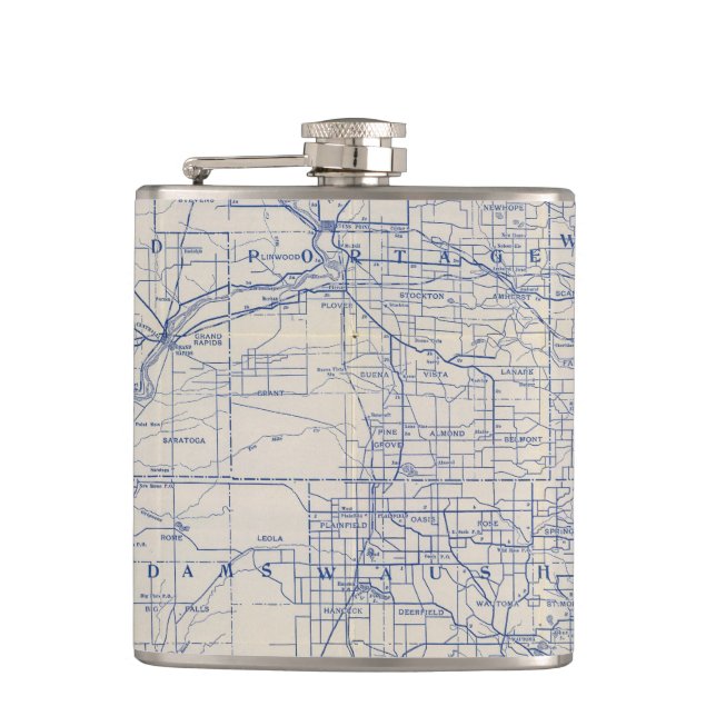 Wisconsin Bicycle Road Map 2 Flask (Front)