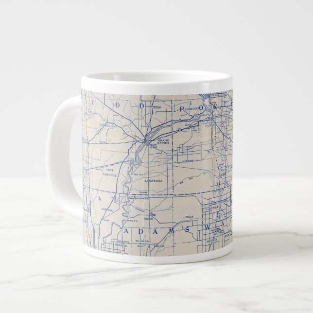 Wisconsin Bicycle Road Map 2 Giant Coffee Mug (Front Left)