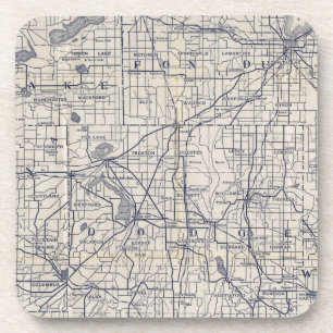 Wisconsin Bicycle Road Map 4 Beverage Coaster