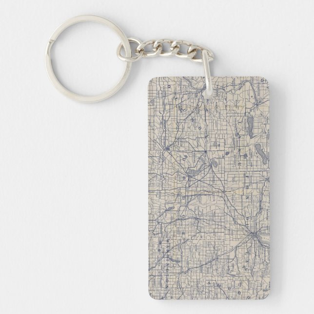 Wisconsin Bicycle Road Map 4 Keychain (Front)