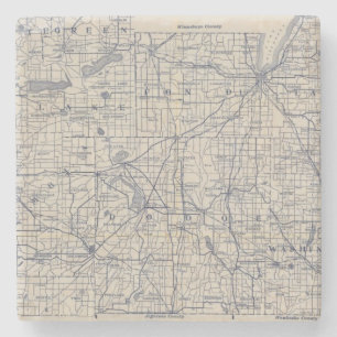 Wisconsin Bicycle Road Map 4 Stone Coaster