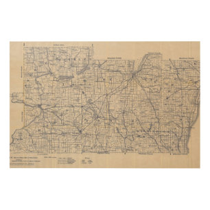 Wisconsin Bicycle Road Map 4 Wood Wall Decor
