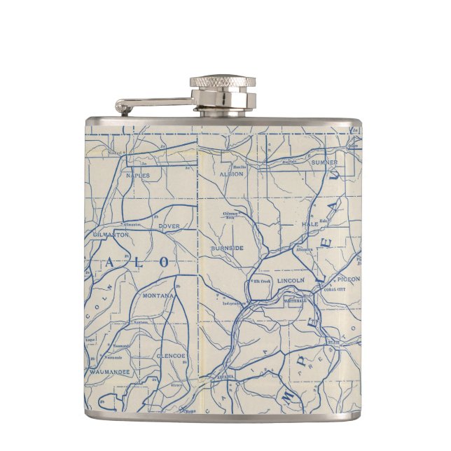 Wisconsin Bicycle Road Map 6 Flask (Front)