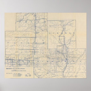 Wisconsin Bicycle Road Map 6 Poster