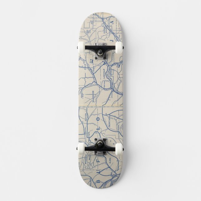 Wisconsin Bicycle Road Map 6 Skateboard Deck (Front)