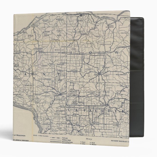 Wisconsin Bicycle Road Map 8 3 Ring Binder (Front/Inside)