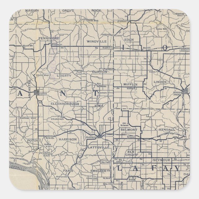 Wisconsin Bicycle Road Map 8 Square Sticker (Front)