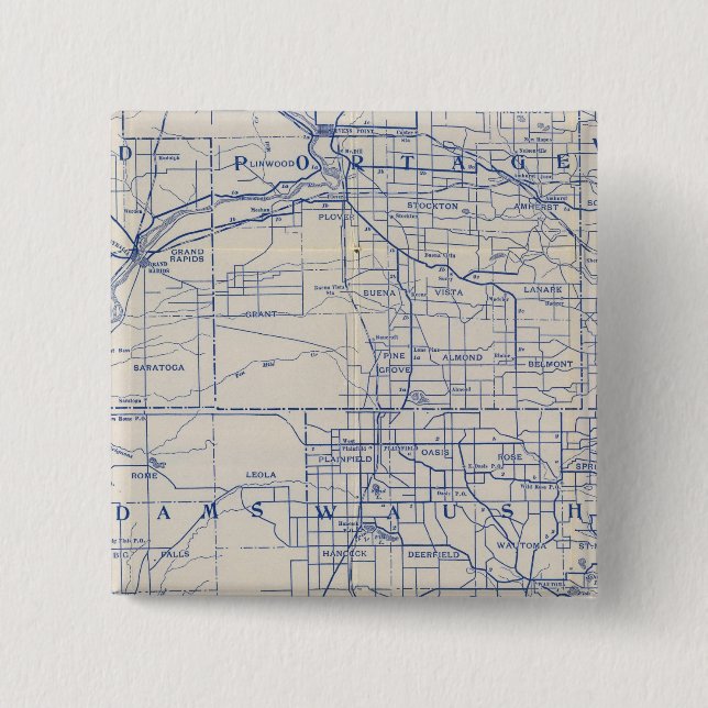 Wisconsin Bicycle Road Map Pinback Button (Front)