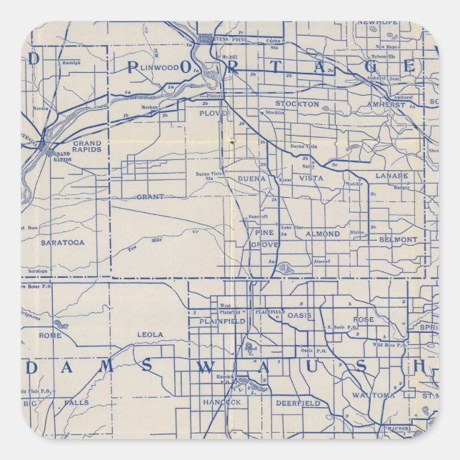 Wisconsin Bicycle Road Map Square Sticker (Front)