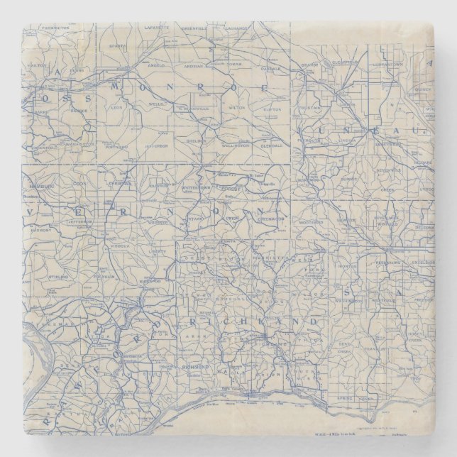 Wisconsin Bicycle Road Map Stone Coaster (Front)