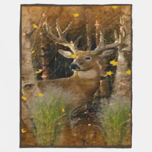 Wisconsin Big Buck Whitetail Deer Signature Fleece Blanket