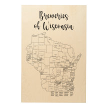 Wisconsin Brewery Themed Wood Poster