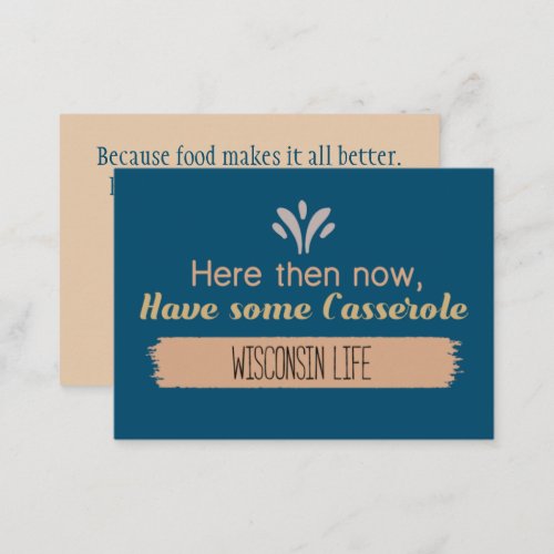 Wisconsin Casserole Funny Sympathy Card