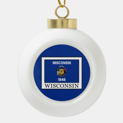 Wisconsin Ceramic Ball Christmas Ornament
