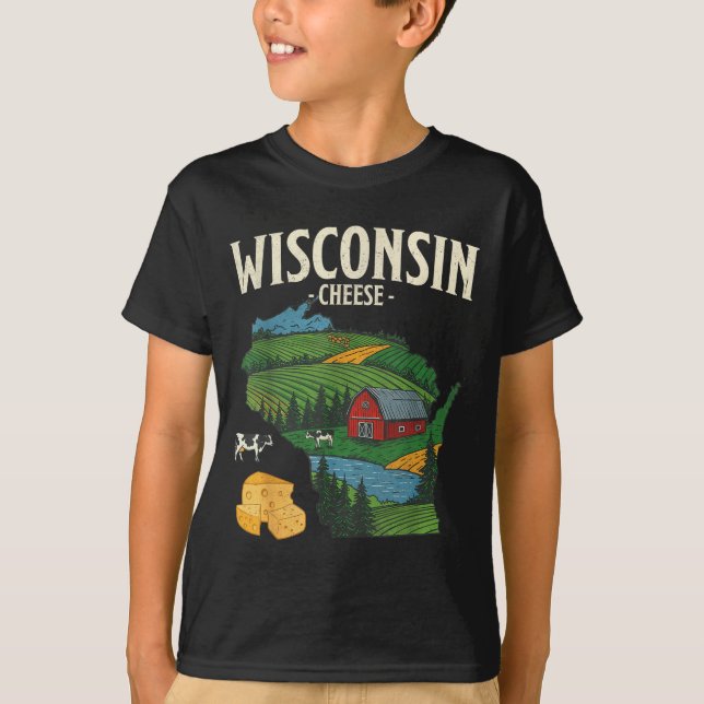Wisconsin Cheese State Pride Farm Dairy Lover Gift T-Shirt (Front)