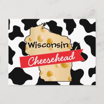 Wisconsin Cheesehead Cow Pattern Postcard by Everything_Grandma at Zazzle