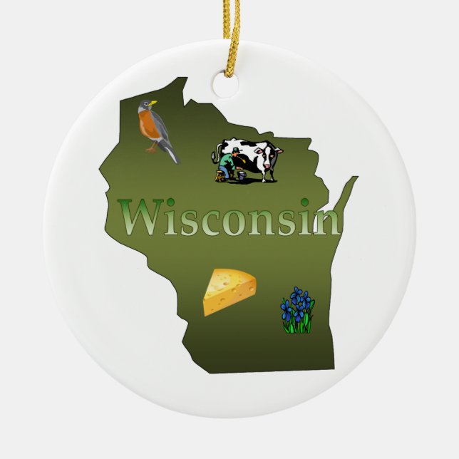 Wisconsin Christmas Tree Ornament (Front)