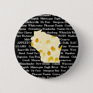Wisconsin Cities Cheese Head Button