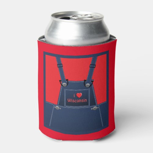 Wisconsin Country Overalls Heart Can Cooler