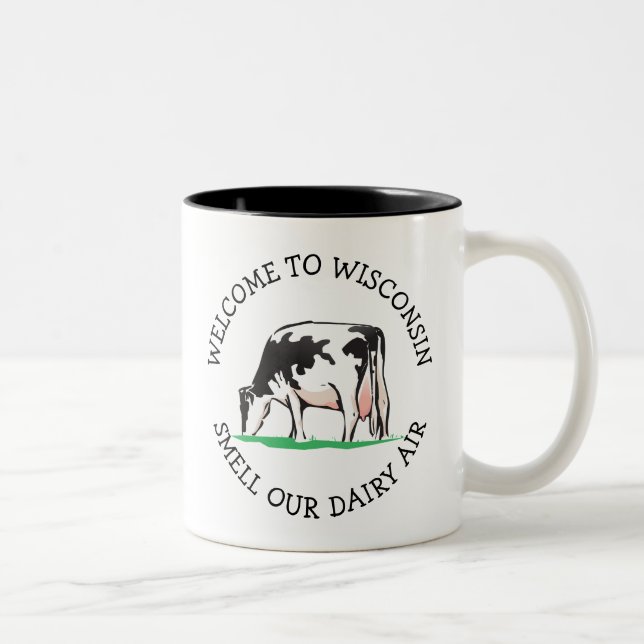 Wisconsin Cow Dairy Farmer Humor Coffee Mug (Right)