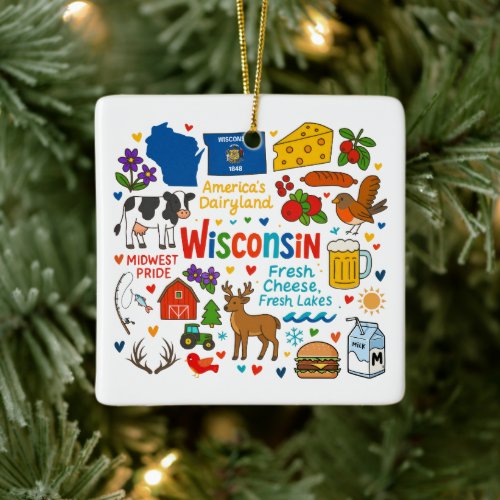 Wisconsin Custom Family Trip Christmas Ceramic Ornament