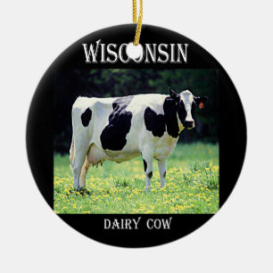 Wisconsin Dairy Cow Ceramic Ornament