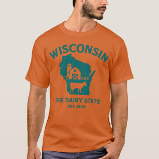Wisconsin Dairy State Barn Outline T-Shirt