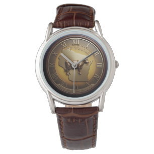 Wisconsin Dairy State Wooden Cow & State Map Watch