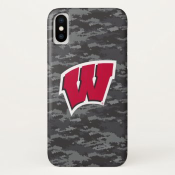 Wisconsin | Dark Digital Camo Pattern Iphone X Case by WisconsinBadgers at Zazzle