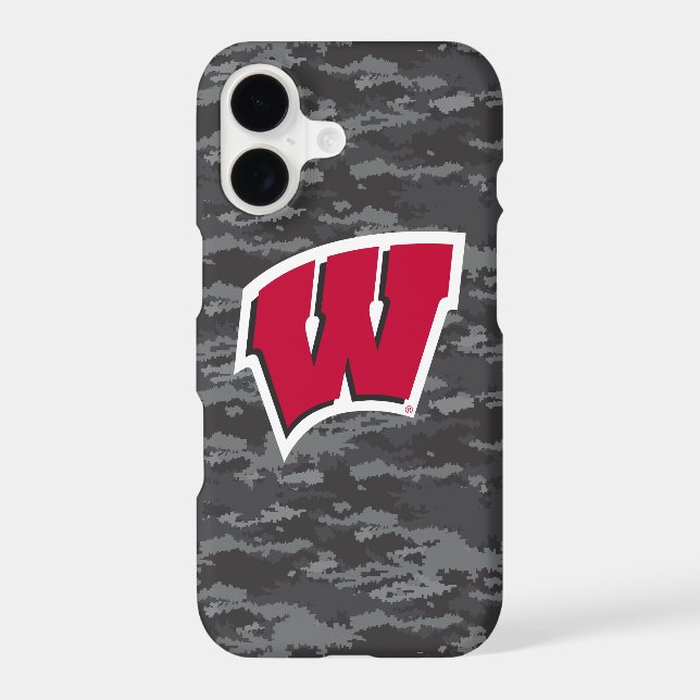 Wisconsin | Dark Digital Camo Pattern Iphone Case (Back)