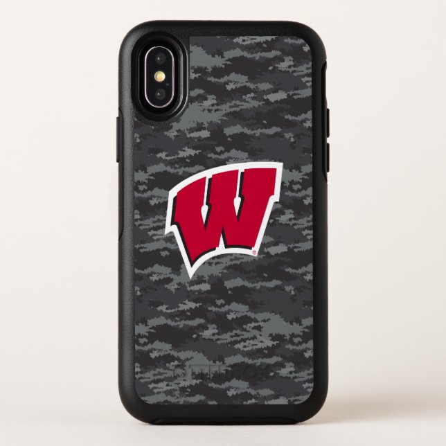 Wisconsin | Dark Digital Camo Pattern Otterbox iPhone Case (Back)