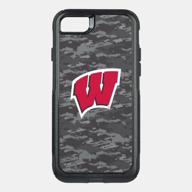 Wisconsin | Dark Digital Camo Pattern Otterbox iPhone Case (Back)