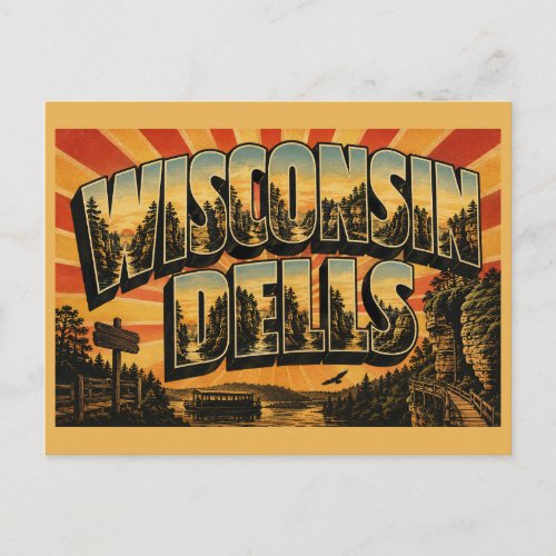 Wisconsin Dells Gorge River Forest Art Postcard