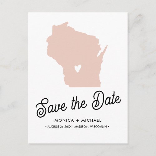 WISCONSIN Destination Wedding ANY COLOR  Announcement Postcard