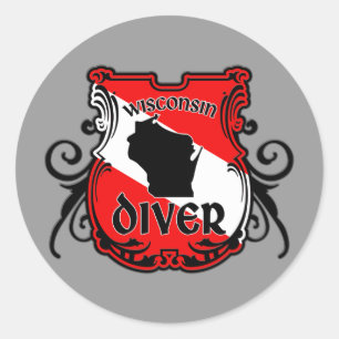 Wisconsin Diver Classic Round Sticker