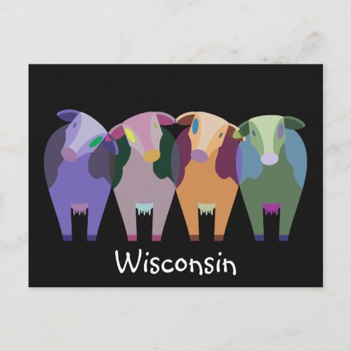 Wisconsin Farm Abstract Cows Postcard