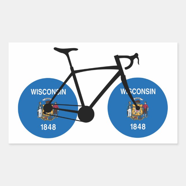 Wisconsin Flag Cycling Rectangular Sticker (Front)