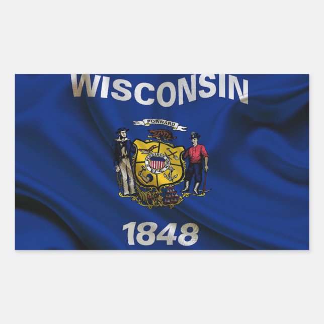 Wisconsin Flag Fabric Rectangular Sticker (Front)