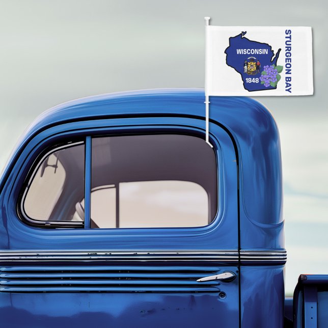 Wisconsin Flag & Flower Blue Violet Custom Name (Creator Uploaded)