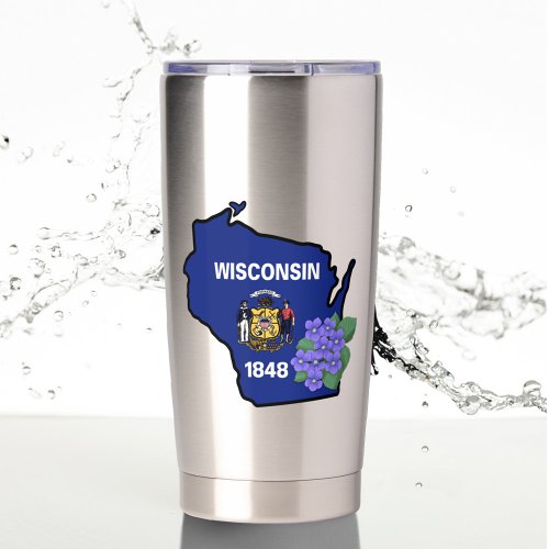 Wisconsin Flag  Flower Blue Violet Custom Name Insulated Tumbler