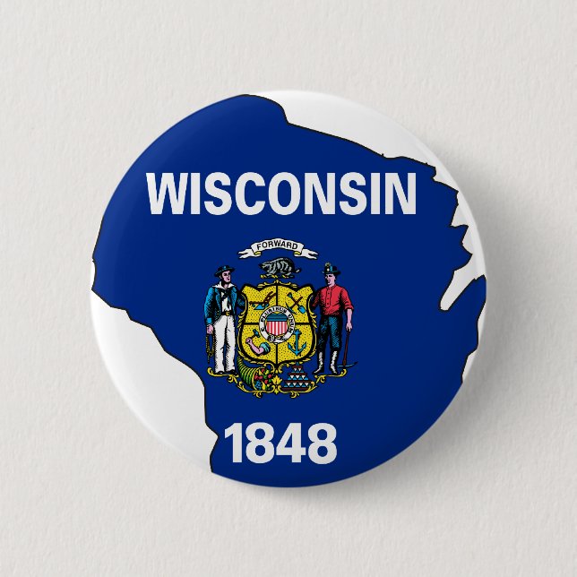 Wisconsin Flag Map Button (Front)
