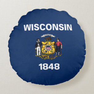 Wisconsin flag round pillow