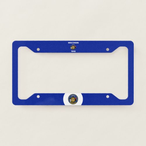 Wisconsin flag_seal license plate frame