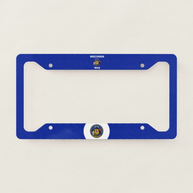 Wisconsin flag-seal license plate frame (Front)