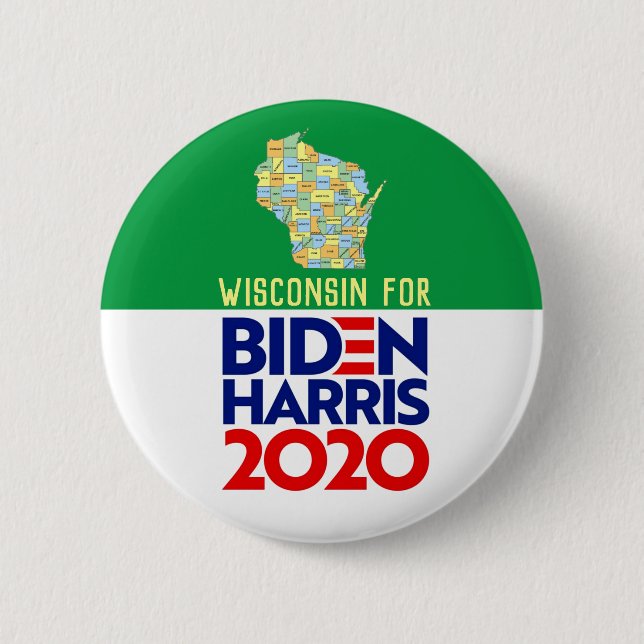 Wisconsin for Biden Harris 2020 Button (Front)