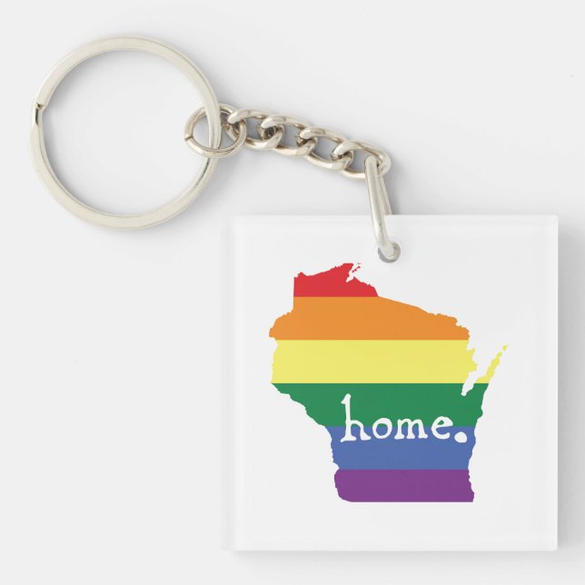 Wisconsin Gay Pride | Map of Home Keychain (Front)